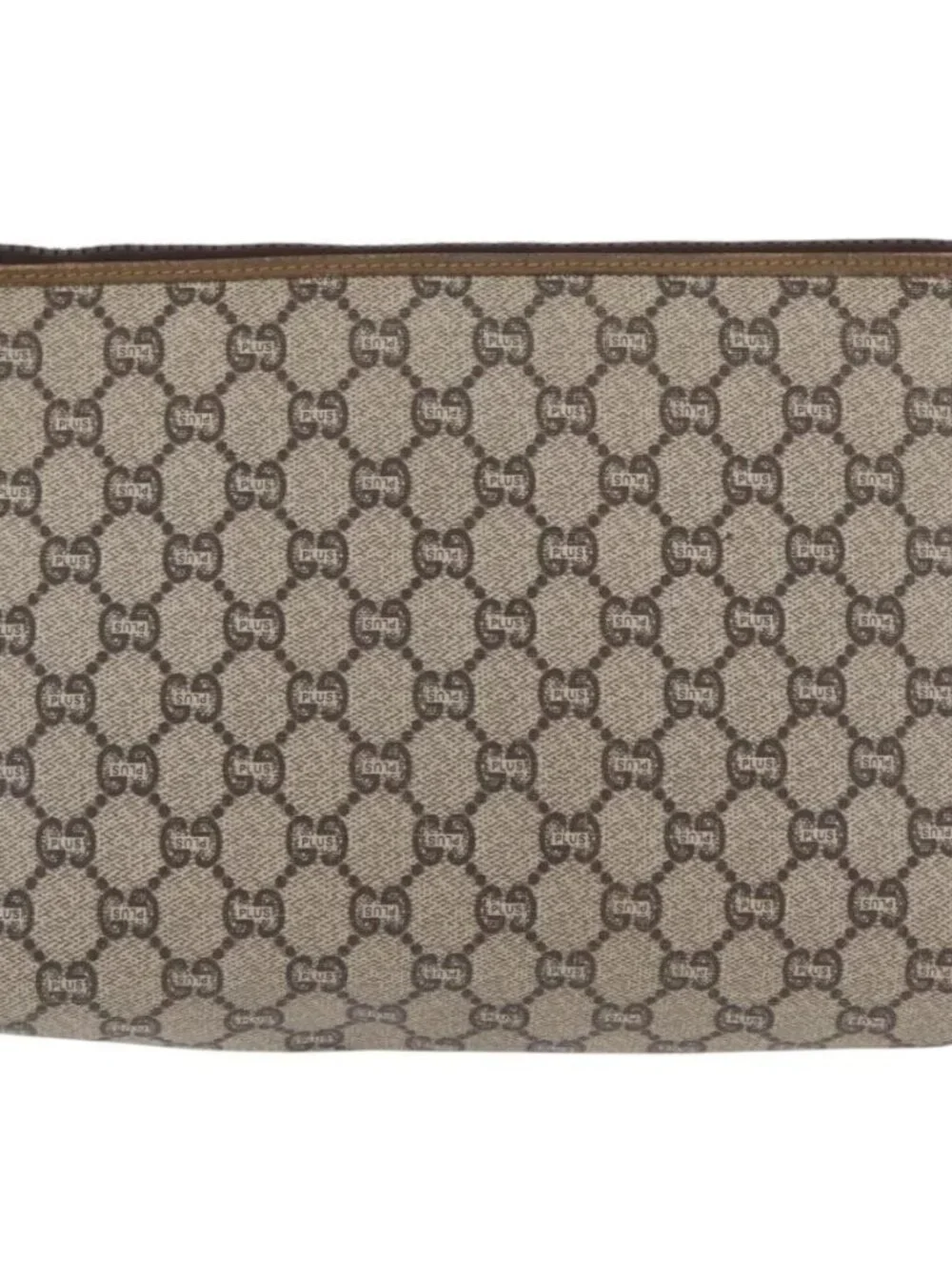 GUCCI GG Plus Supreme Clutch Bag PVC Beige Auth ka2920